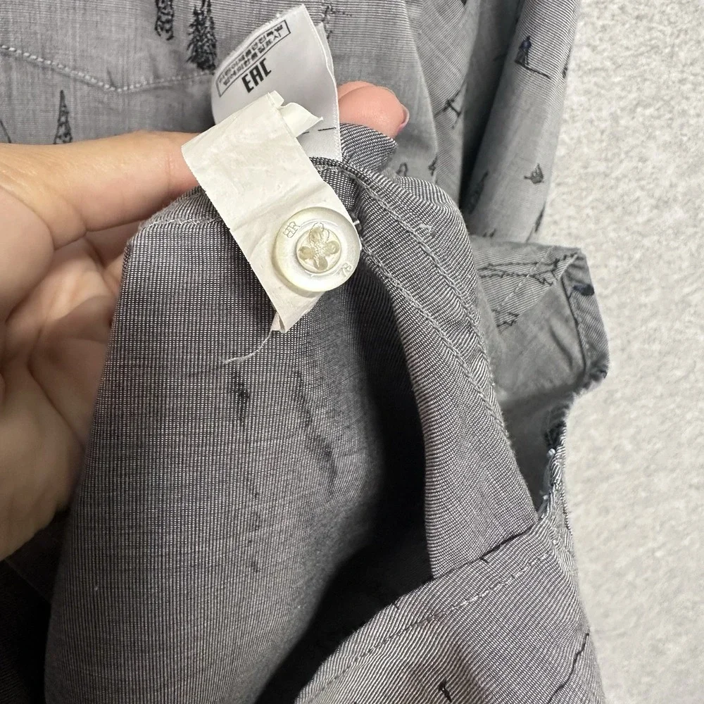 Banana‎ Republic Shirt Mens Button Down Sz L Gray Ski Skier Luxe Poplin Slim Fit